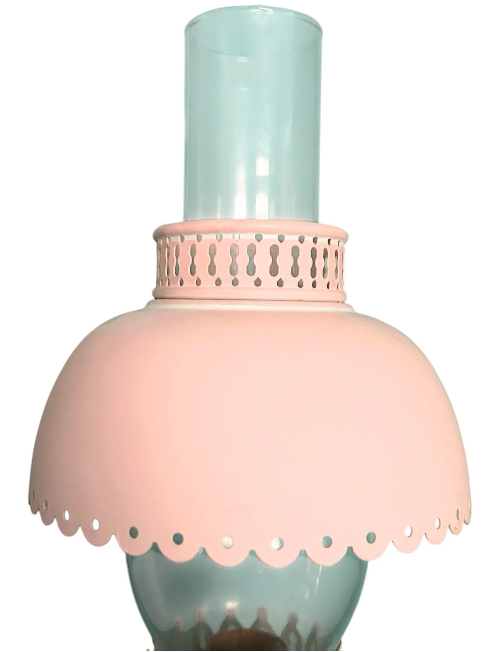 Vintage Hurricane Table Desk Bedroom Lamp Pink 17.25” - Picture 3 of 11